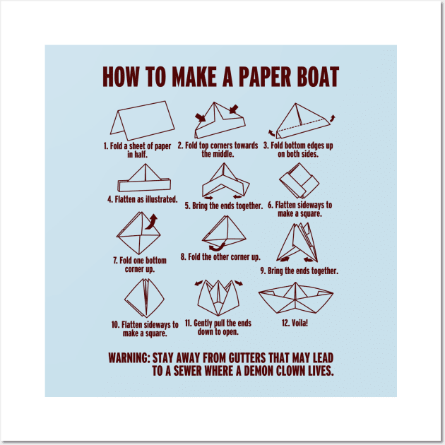 Horror Movie 80's Retro Funny Paper Making Boat Tutorial Wall Art by BoggsNicolas